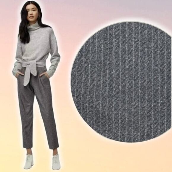 WILFRED Chambery Wool Blend Mid Rise Ankle Trousers Sz 00 Pinstripe Gray White - Picture 1 of 7